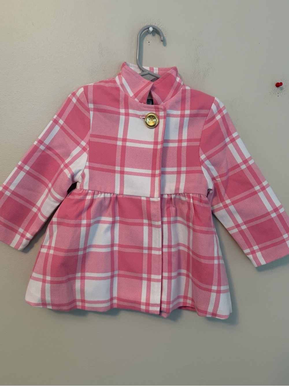 The Beaufort Bonnet Company Pink Plaid Peplum Kids Coat